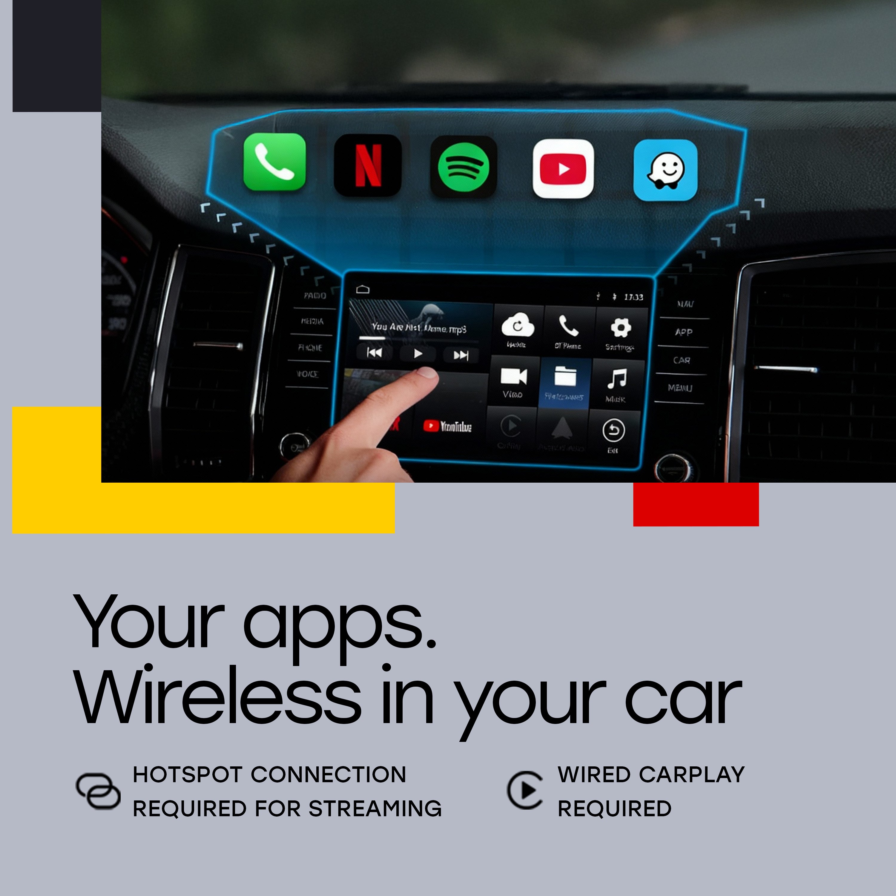 Kempro Smart Box – 3-in-1 Wireless CarPlay & Android Auto Streaming Adapter